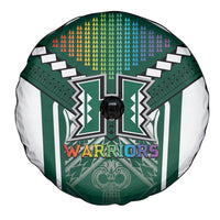 Hawaii Warriors Football Spare Tire Cover Rainbow Kakau Pattern Green LT05 - Polynesian Pride