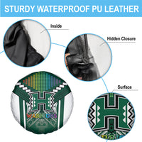 Hawaii Warriors Football Spare Tire Cover Rainbow Kakau Pattern Green LT05 - Polynesian Pride
