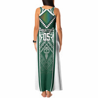 Custom Hawaii Warriors Football Tank Maxi Dress Rainbow Kakau Pattern Green LT05 - Polynesian Pride