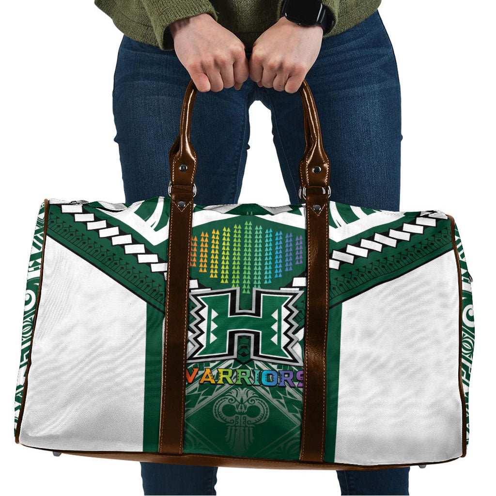 Hawaii Warriors Football Travel Bag Rainbow Kakau Pattern Green LT05 Green - Polynesian Pride