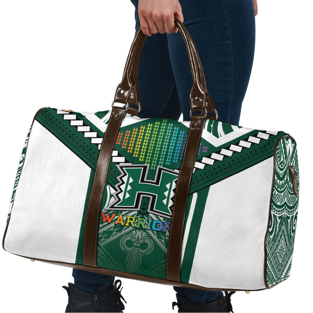 Hawaii Warriors Football Travel Bag Rainbow Kakau Pattern Green LT05 - Polynesian Pride
