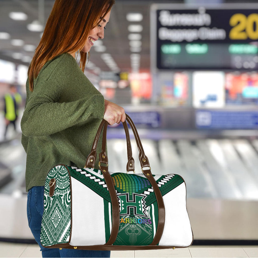 Hawaii Warriors Football Travel Bag Rainbow Kakau Pattern Green LT05 - Polynesian Pride
