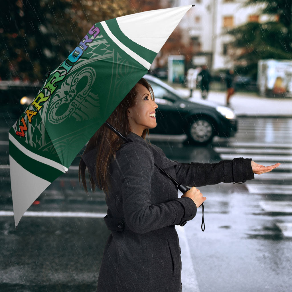 Hawaii Warriors Football Umbrella Rainbow Kakau Pattern Green LT05 - Polynesian Pride