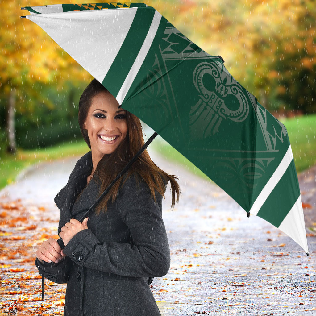 Hawaii Warriors Football Umbrella Rainbow Kakau Pattern Green LT05 - Polynesian Pride