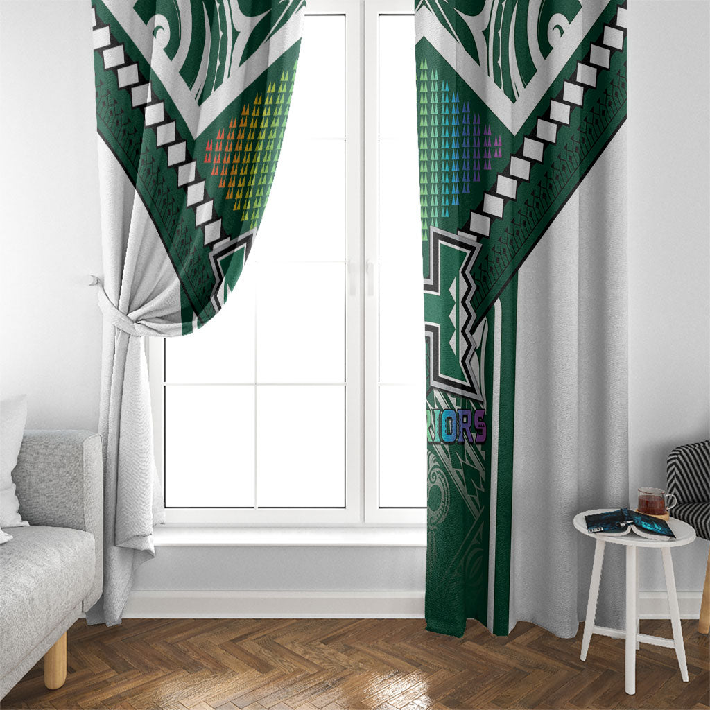 Hawaii Warriors Football Window Curtain Rainbow Kakau Pattern Green LT05 - Polynesian Pride