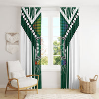 Hawaii Warriors Football Window Curtain Rainbow Kakau Pattern Green LT05 - Polynesian Pride