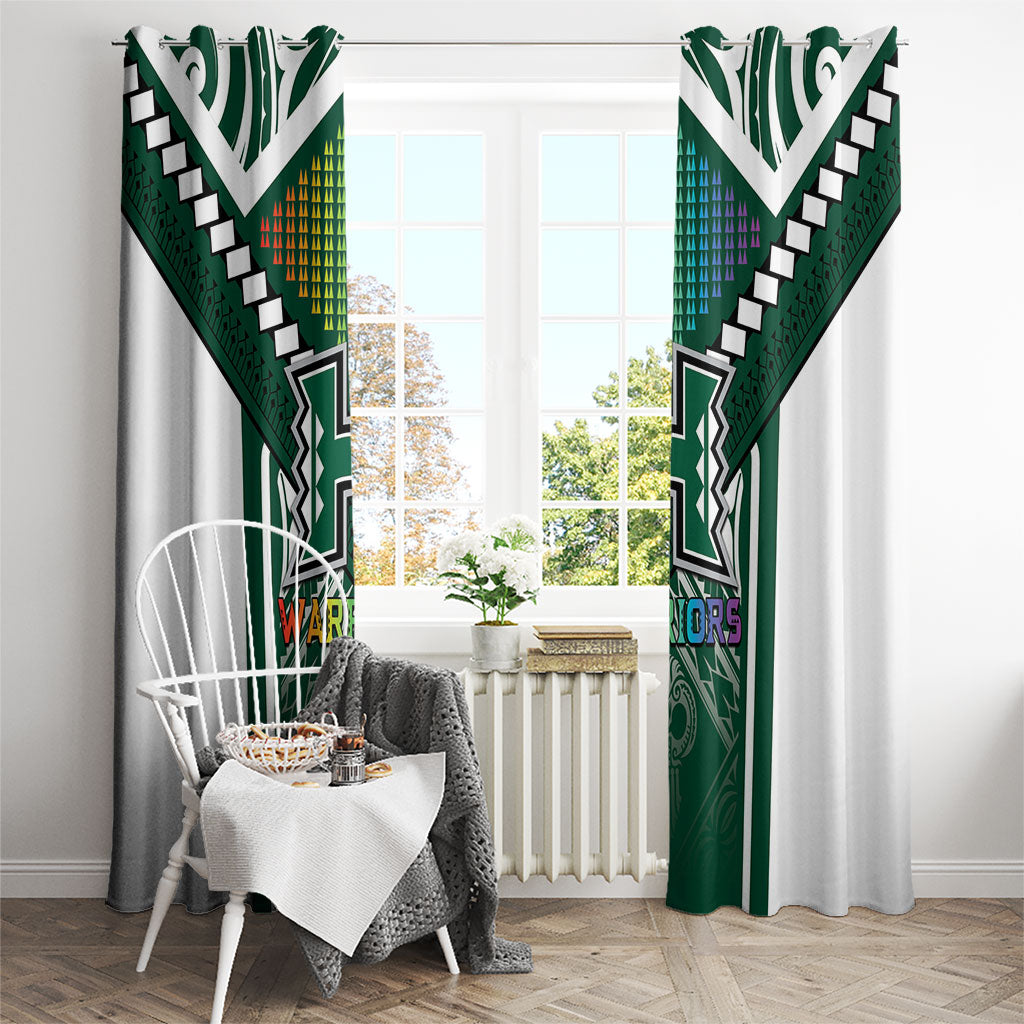 Hawaii Warriors Football Window Curtain Rainbow Kakau Pattern Green LT05 - Polynesian Pride