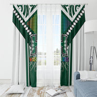 Hawaii Warriors Football Window Curtain Rainbow Kakau Pattern Green LT05 - Polynesian Pride