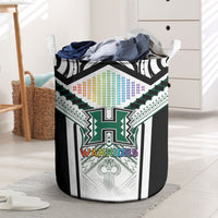 Hawaii Warriors Football Laundry Basket Rainbow Kakau Pattern White LT05 White - Polynesian Pride