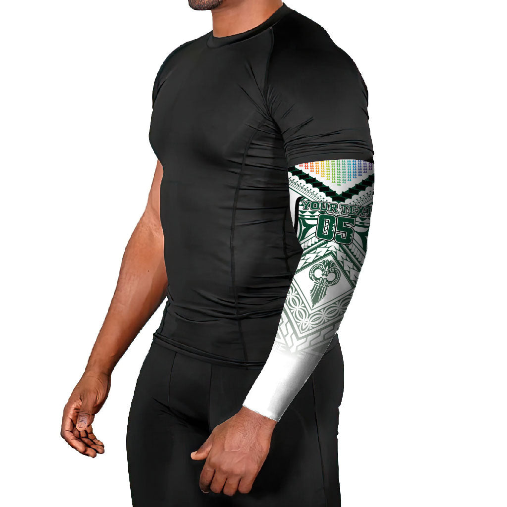 Custom Hawaii Warriors Football Arm Sleeves Rainbow Kakau Pattern White LT05 - Polynesian Pride