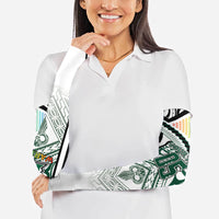 Custom Hawaii Warriors Football Arm Sleeves Rainbow Kakau Pattern White LT05 - Polynesian Pride