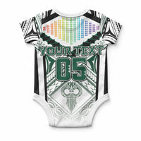 Custom Hawaii Warriors Football Baby Onesie Rainbow Kakau Pattern White LT05 - Polynesian Pride