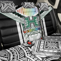 Hawaii Warriors Football Back Car Seat Cover Rainbow Kakau Pattern White LT05 - Polynesian Pride