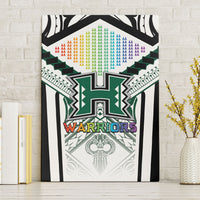 Hawaii Warriors Football Canvas Wall Art Rainbow Kakau Pattern White LT05 Without Frame White - Polynesian Pride