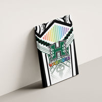 Hawaii Warriors Football Canvas Wall Art Rainbow Kakau Pattern White LT05 - Polynesian Pride
