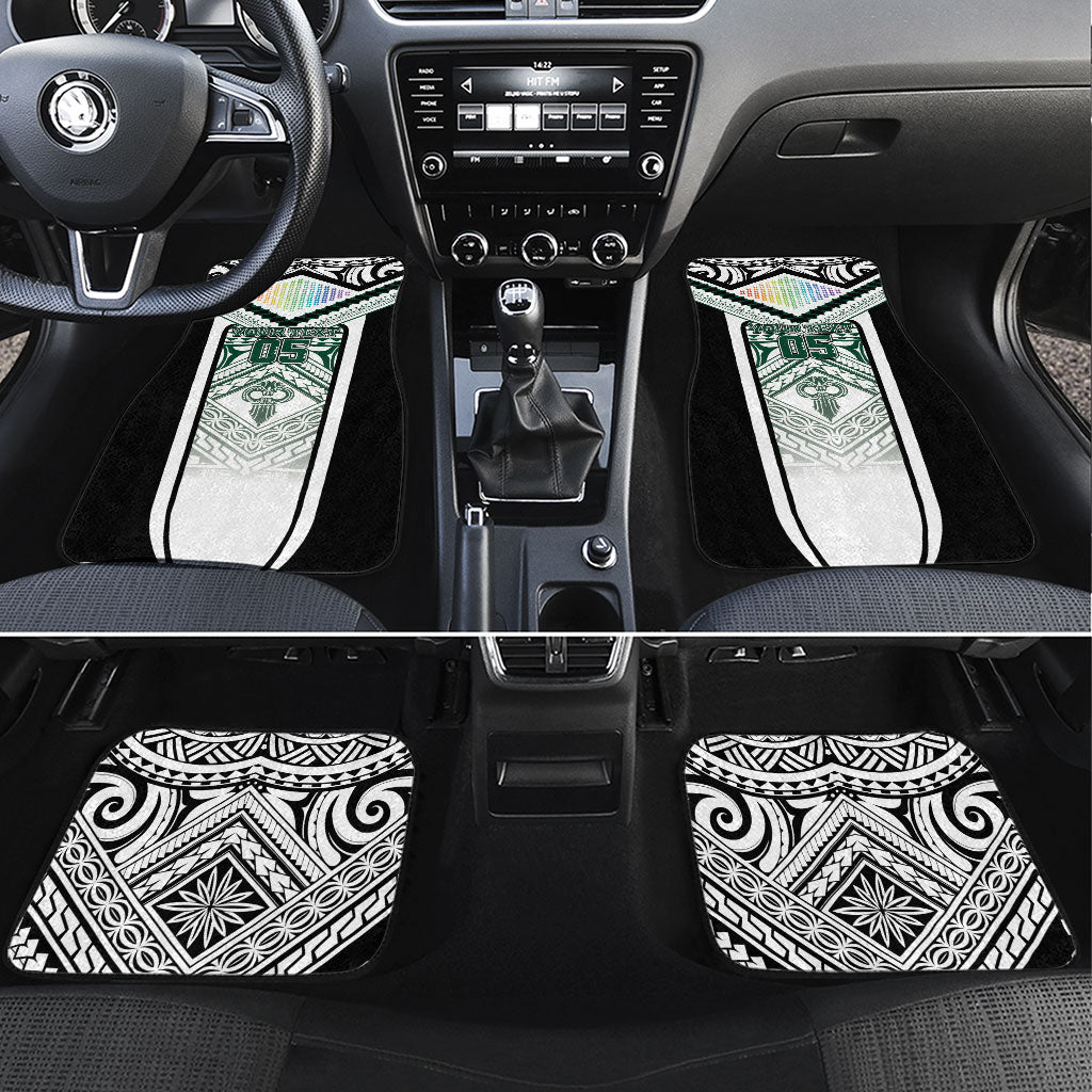 Custom Hawaii Warriors Football Car Mats Rainbow Kakau Pattern White LT05 Set 4pcs White - Polynesian Pride