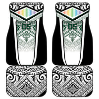 Custom Hawaii Warriors Football Car Mats Rainbow Kakau Pattern White LT05 - Polynesian Pride