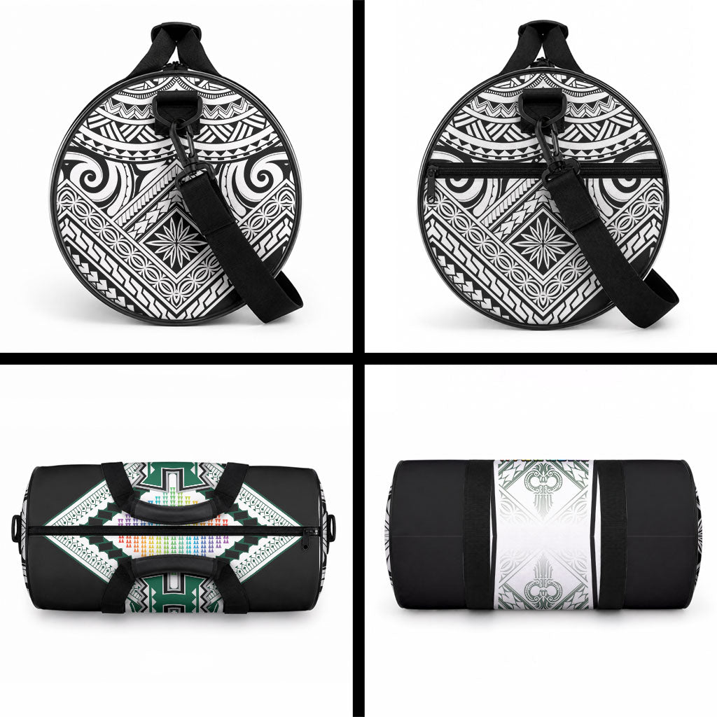 Hawaii Warriors Football Duffle Bag Rainbow Kakau Pattern White LT05 - Polynesian Pride