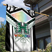 Hawaii Warriors Football Garden Flag Rainbow Kakau Pattern White LT05 - Polynesian Pride
