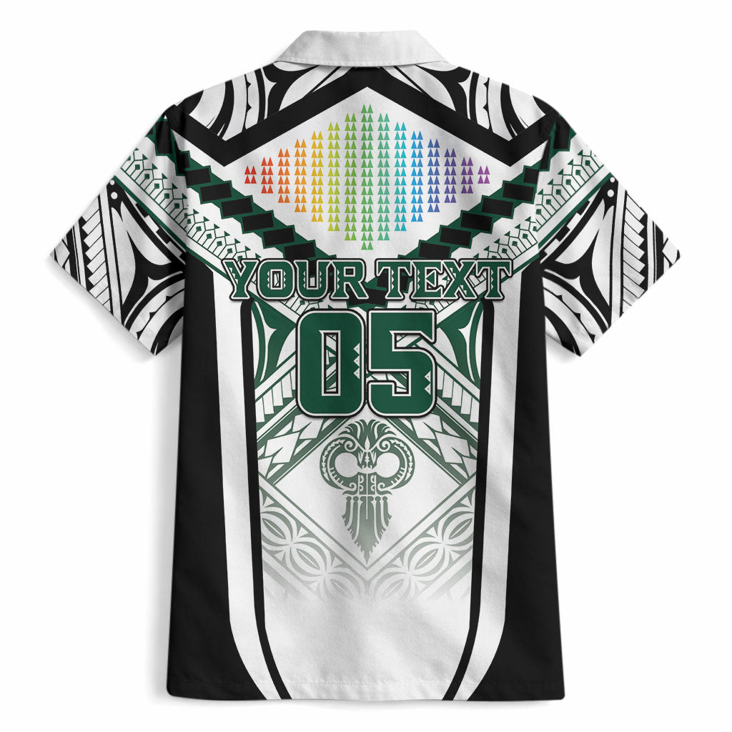 Custom Hawaii Warriors Football Hawaiian Shirt Rainbow Kakau Pattern White LT05 - Polynesian Pride