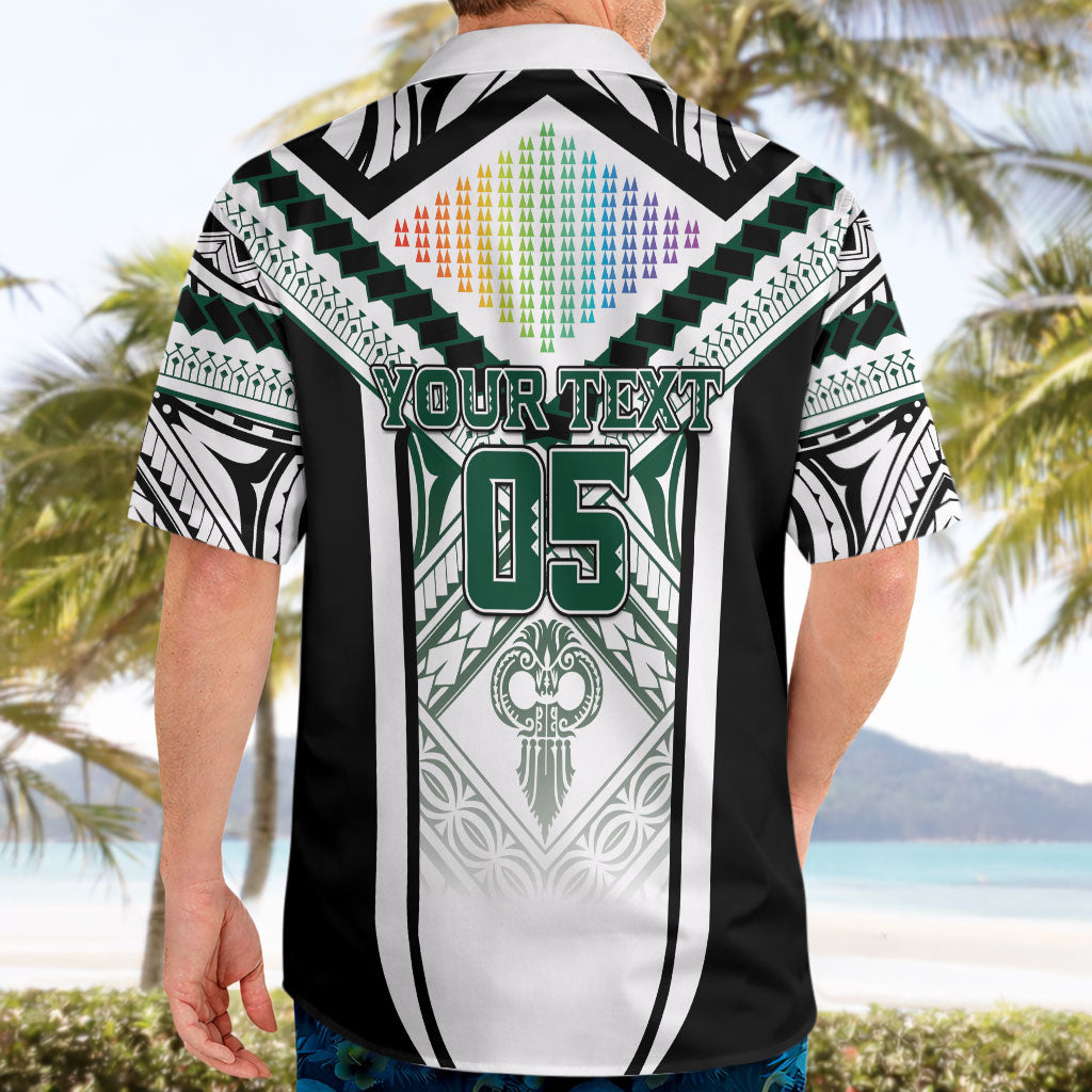 Custom Hawaii Warriors Football Hawaiian Shirt Rainbow Kakau Pattern White LT05 - Polynesian Pride