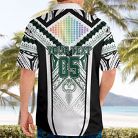 Custom Hawaii Warriors Football Hawaiian Shirt Rainbow Kakau Pattern White LT05 - Polynesian Pride
