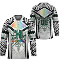 Custom Hawaii Warriors Football Hockey Jersey Rainbow Kakau Pattern White LT05 - Polynesian Pride