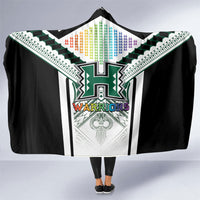 Hawaii Warriors Football Hooded Blanket Rainbow Kakau Pattern White LT05 One Size White - Polynesian Pride