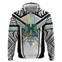 Custom Hawaii Warriors Football Hoodie Rainbow Kakau Pattern White LT05 Pullover Hoodie White - Polynesian Pride