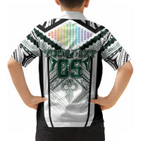 Custom Hawaii Warriors Football Kid Hawaiian Shirt Rainbow Kakau Pattern White LT05 - Polynesian Pride