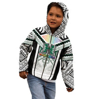 Custom Hawaii Warriors Football Kid Hoodie Rainbow Kakau Pattern White LT05 - Polynesian Pride