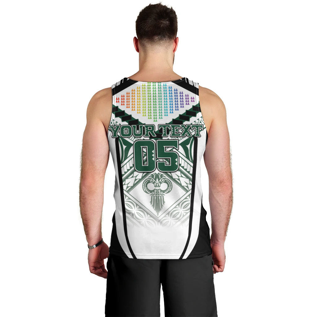 Custom Hawaii Warriors Football Men Tank Top Rainbow Kakau Pattern White LT05 - Polynesian Pride
