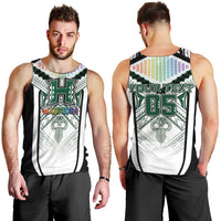 Custom Hawaii Warriors Football Men Tank Top Rainbow Kakau Pattern White LT05 - Polynesian Pride