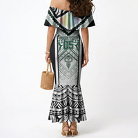 Custom Hawaii Warriors Football Mermaid Dress Rainbow Kakau Pattern White LT05 - Polynesian Pride