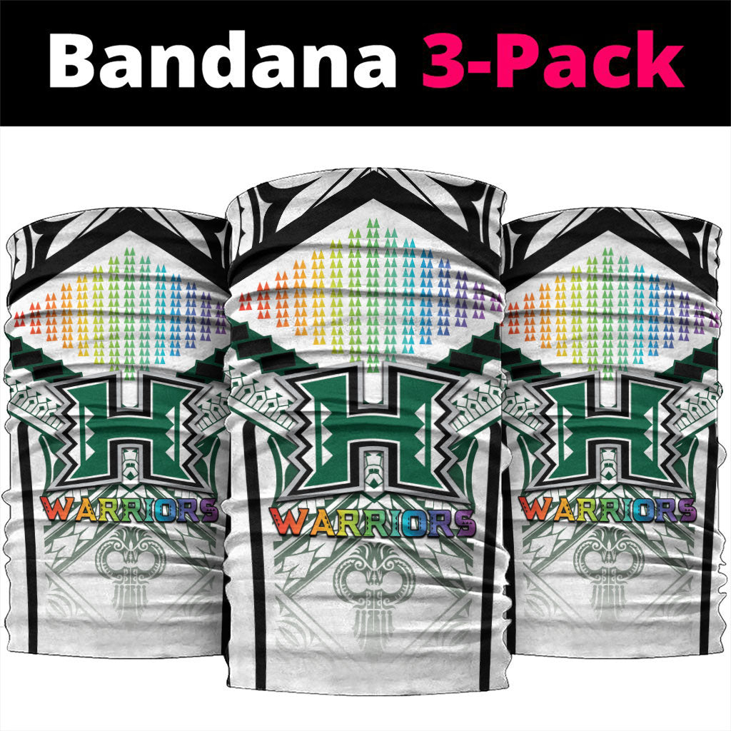 Hawaii Warriors Football Neck Gaiter Rainbow Kakau Pattern White LT05 package One Size: 25*50cm White - Polynesian Pride