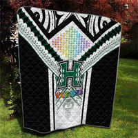Hawaii Warriors Football Quilt Rainbow Kakau Pattern White LT05 - Polynesian Pride