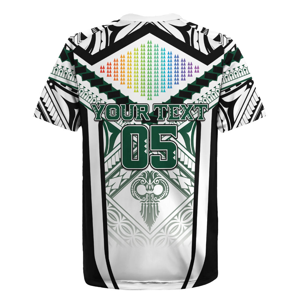 Custom Hawaii Warriors Football Rugby Jersey Rainbow Kakau Pattern White LT05 - Polynesian Pride