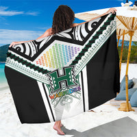 Hawaii Warriors Football Sarong Rainbow Kakau Pattern White LT05 One Size 44 x 66 inches White - Polynesian Pride