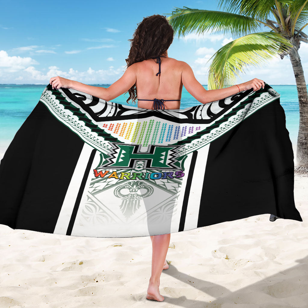 Hawaii Warriors Football Sarong Rainbow Kakau Pattern White LT05 - Polynesian Pride