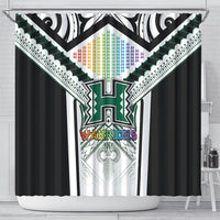 Hawaii Warriors Football Shower Curtain Rainbow Kakau Pattern White LT05 - Polynesian Pride