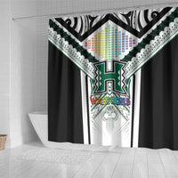 Hawaii Warriors Football Shower Curtain Rainbow Kakau Pattern White LT05 - Polynesian Pride