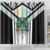 Hawaii Warriors Football Shower Curtain Rainbow Kakau Pattern White LT05 - Polynesian Pride