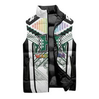 Custom Hawaii Warriors Football Sleeveless Puffer Jacket Rainbow Kakau Pattern White LT05 - Polynesian Pride