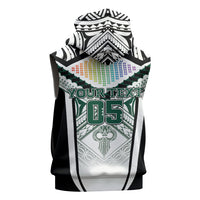 Custom Hawaii Warriors Football Sleeveless Zip Hoodie Rainbow Kakau Pattern White LT05 - Polynesian Pride
