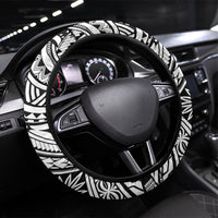 Hawaii Warriors Football Steering Wheel Cover Rainbow Kakau Pattern White LT05 Universal Fit White - Polynesian Pride