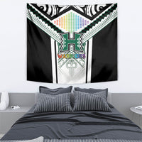 Hawaii Warriors Football Tapestry Rainbow Kakau Pattern White LT05 - Polynesian Pride