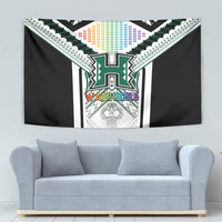 Hawaii Warriors Football Tapestry Rainbow Kakau Pattern White LT05 - Polynesian Pride