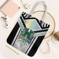 Hawaii Warriors Football Tote Bag Rainbow Kakau Pattern White LT05 White Strap One Size White - Polynesian Pride