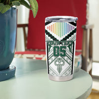 Custom Hawaii Warriors Football Tumbler Cup Rainbow Kakau Pattern White LT05 - Polynesian Pride