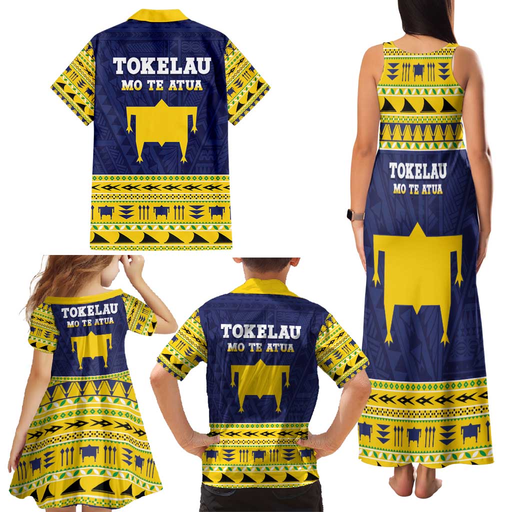 Tokelau Christmas Family Matching Tank Maxi Dress and Hawaiian Shirt Tokelauan Turtle Santa Sleigh